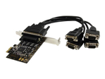 Carte PCI Express avec 4 Ports DB-9 RS232 - Adaptateur PCIe Série - UART 16550 - 1x PCI Express Mâle - 4x RS232 DB-9 Mâle