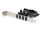 Carte réseau Gigabit StarTech.com Carte contrôleur PCI Express PCI-E SuperSpeed USB 3.0 4 ports avec alimentation SATA - Faible encombrement